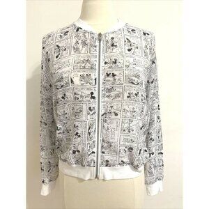 Disney Size Small Connect Bomber Style Jacket Sheer Cartoon Reel Black White